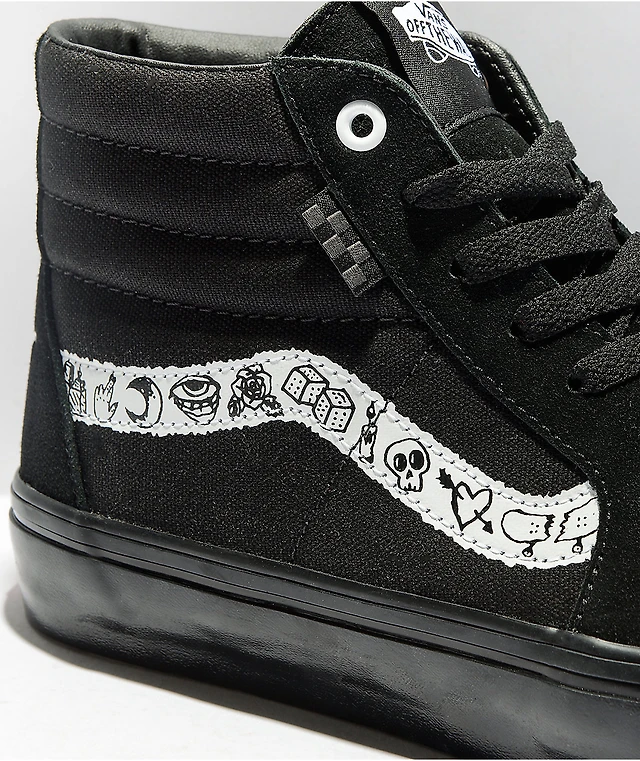 Zumiez Sketchy Tank Sk8 Hi Vans Skate Sk8-Hi Doodle Black White