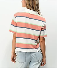 Vans Skate Stripe Pink, White & Green Crop Polo Shirt