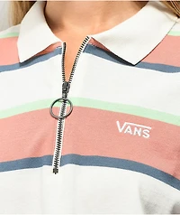 Vans Skate Stripe Pink, White & Green Crop Polo Shirt