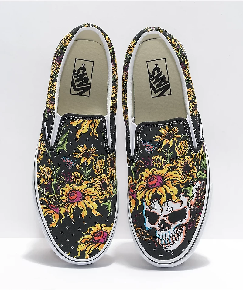 Vans Slip-On Beauty Skull Black & White Skate Shoes