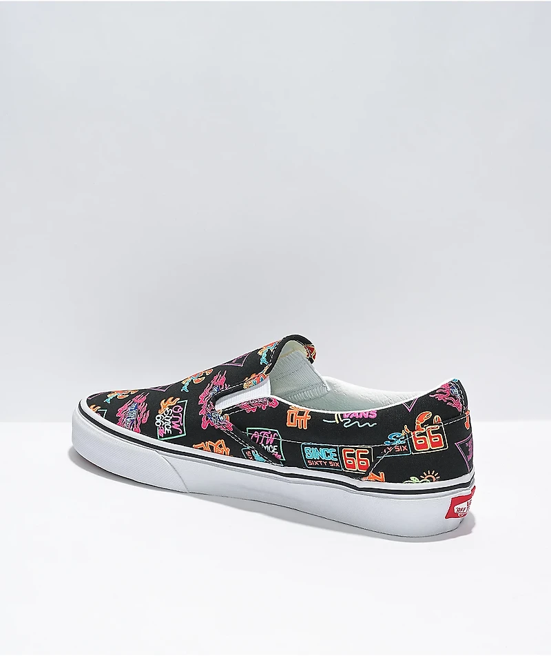Vans Slip-On Black & Neon Skate Shoes