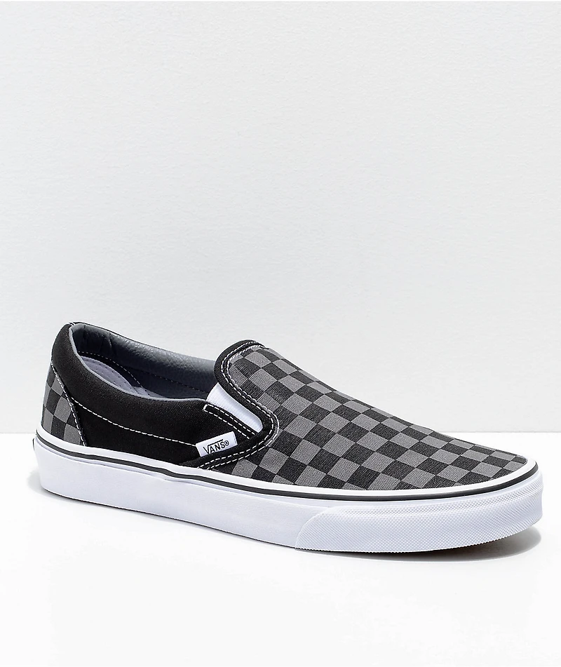 Vans Slip-On Black & Pewter Checkered Skate Shoes