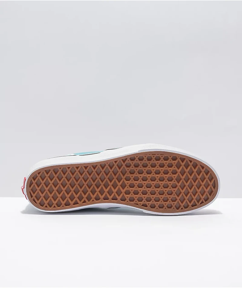 Vans Slip-On Delphinium Blue & White Checkerboard Skate Shoes