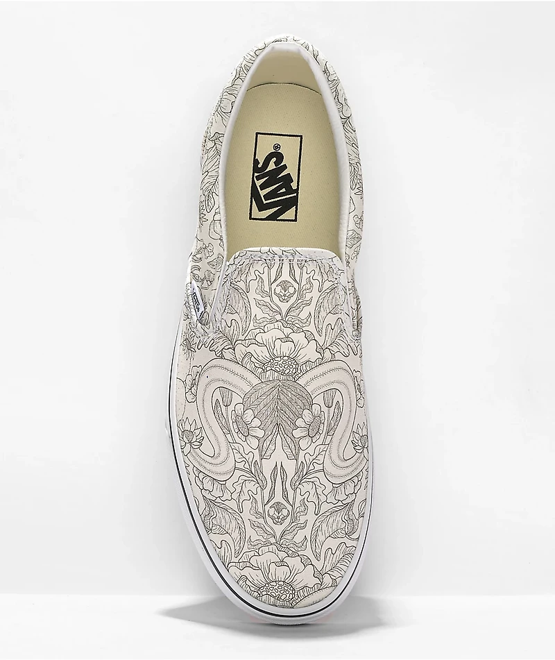 Vans Slip-On Desert Marsh Skull White Skate Shoes
