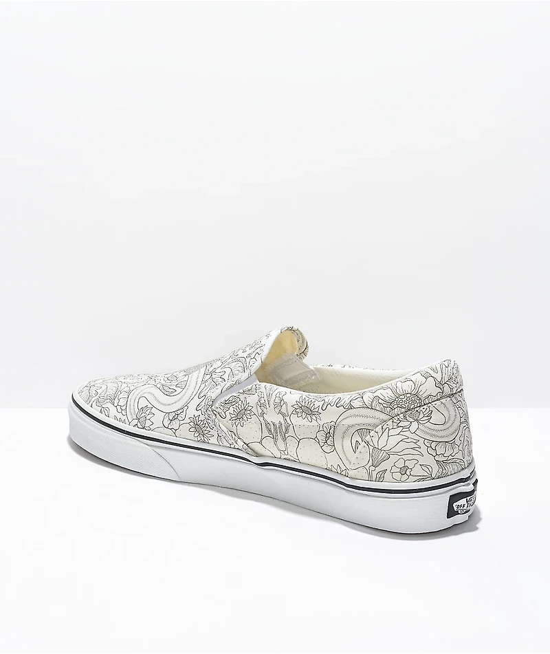 Vans Slip-On Desert Marsh Skull White Skate Shoes