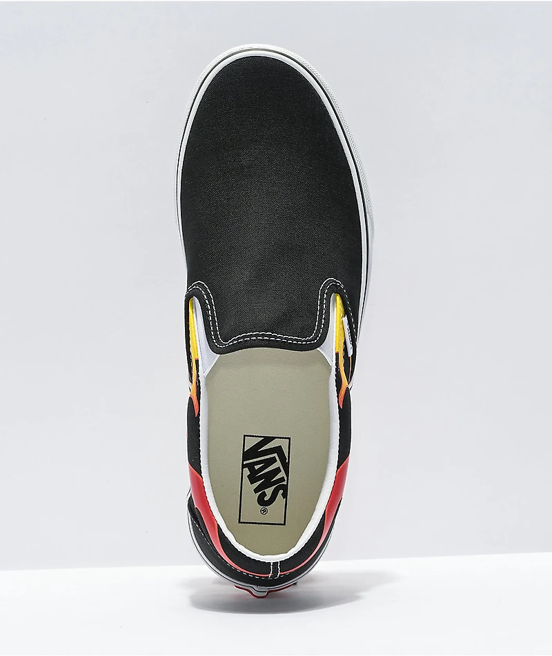 Vans Slip-On Flame Black & White Skate Shoes