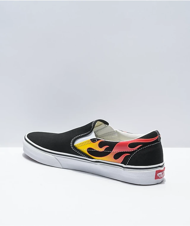 Vans Slip-On Flame Black White Skate Shoes at Hamilton Place in