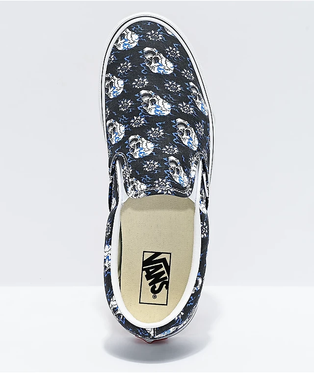 Vans Slip-On Flash Skulls Black & Multi Skate Shoes at Hamilton
