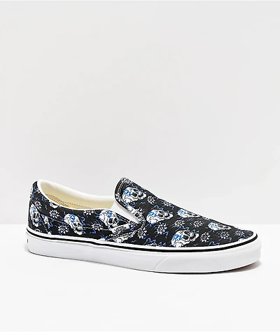 Vans Slip-On Flash Skulls Black & Multi Skate Shoes