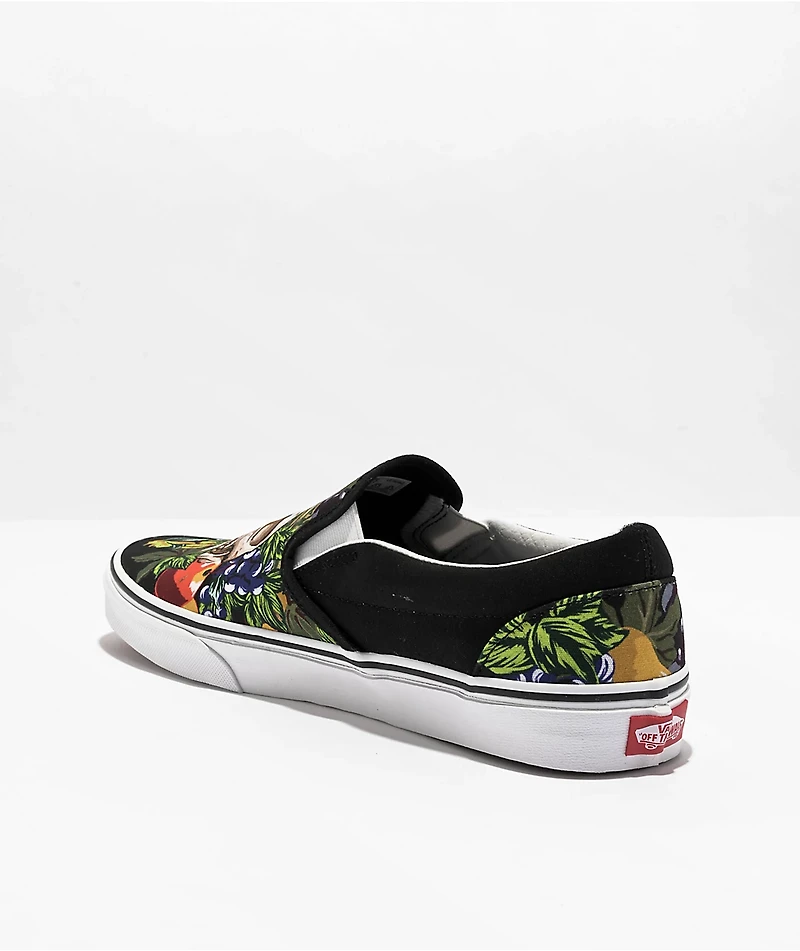 Vans Slip-On Fruit Skull Black & White Skate Shoes