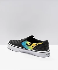 Vans Slip On Glow Flame Black Checkerboard Skate Shoes