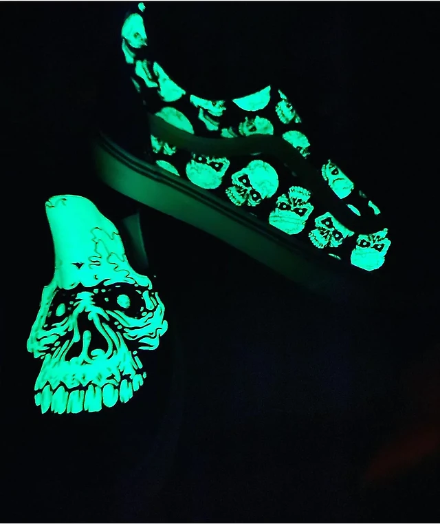 Vans Slip-On Glow-In-The-Dark Skull Skate Shoes Arden Fair - Main Image