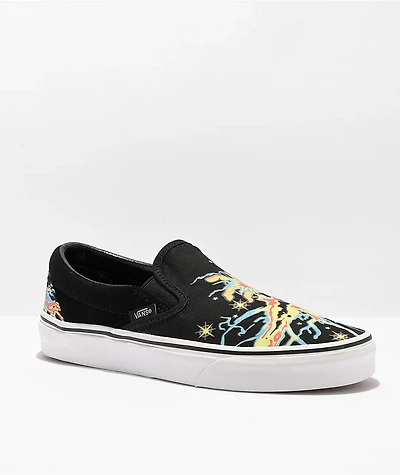 Vans Slip-On Glow Wizard Black & White Skate Shoes