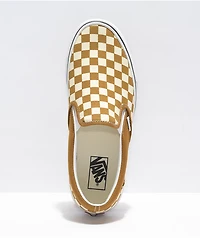 Vans Slip-On Golden Brown & White Checkerboard Skate Shoes