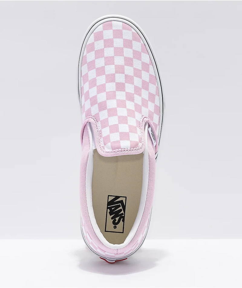 Vans Slip-On Lilac & Snow White Checkerboard Skate Shoes