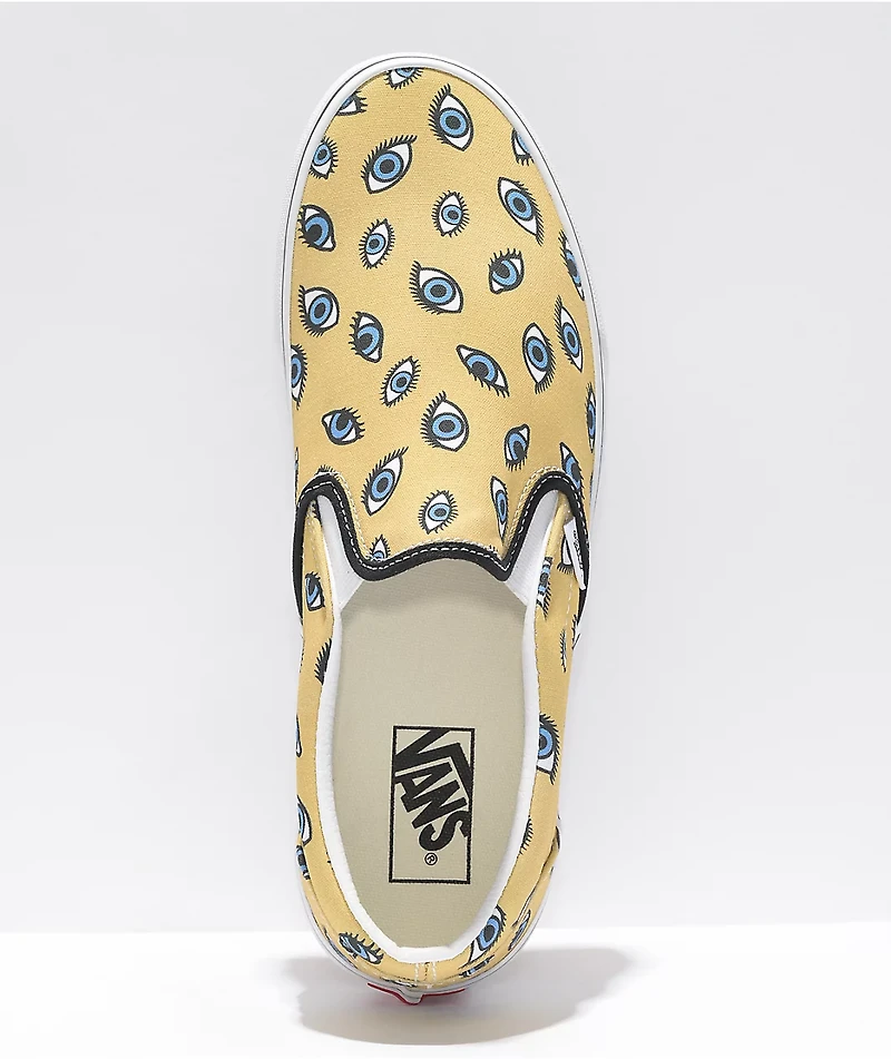 Vans Slip-On Looking Glass Yellow & White Skate Shoes