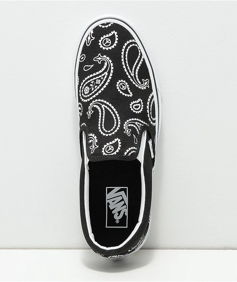 Vans Slip-On Peace Paisley Black Skate Shoes