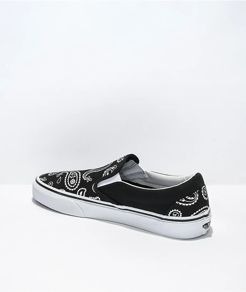 Vans Slip-On Peace Paisley Black Skate Shoes