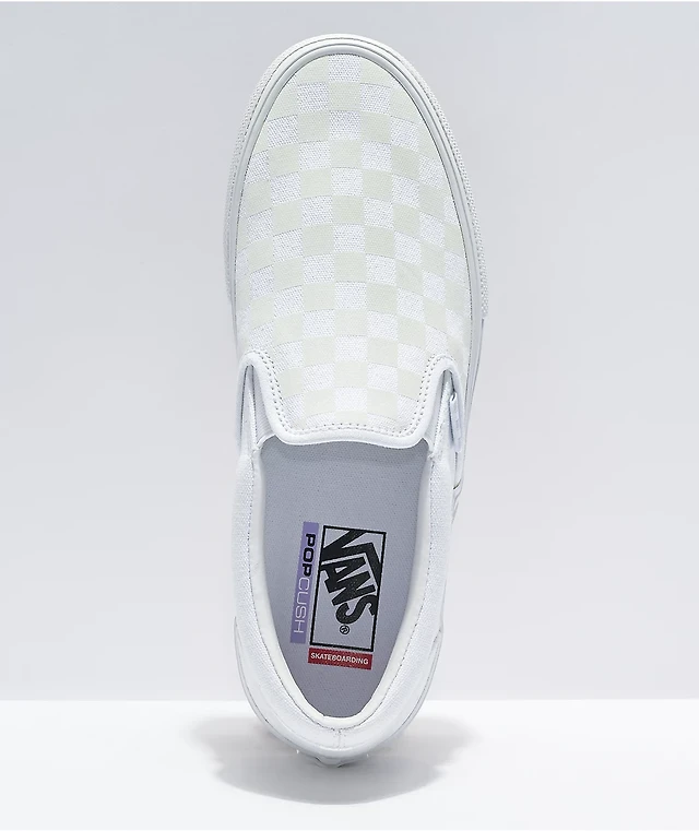 Vans Slip-On Skate White Reflective Checkerboard Shoes Mission