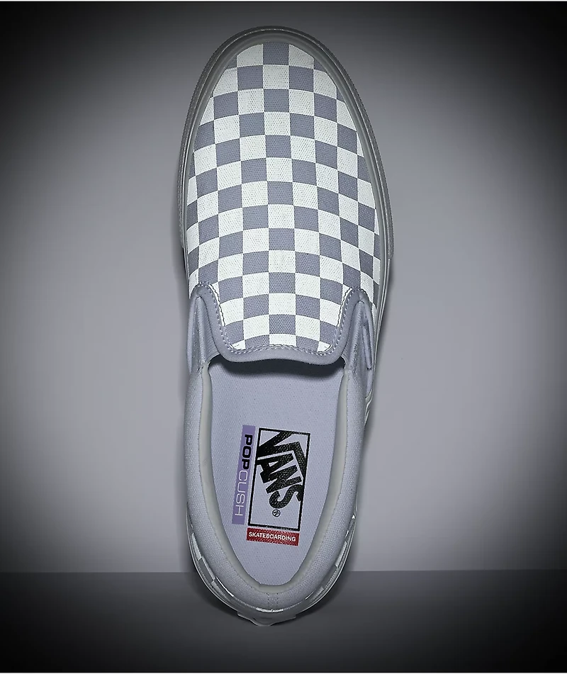 Vans Slip-On Skate White & Reflective Checkerboard Shoes