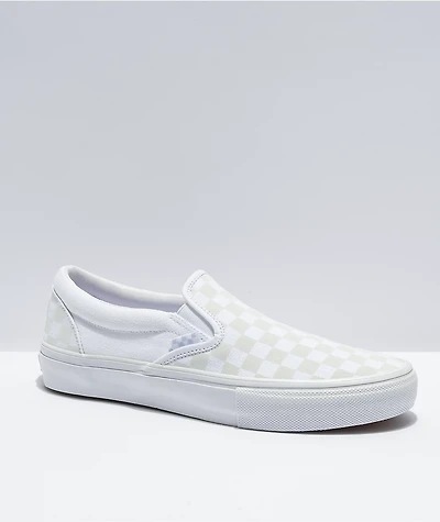 Vans Slip-On Skate White & Reflective Checkerboard Shoes