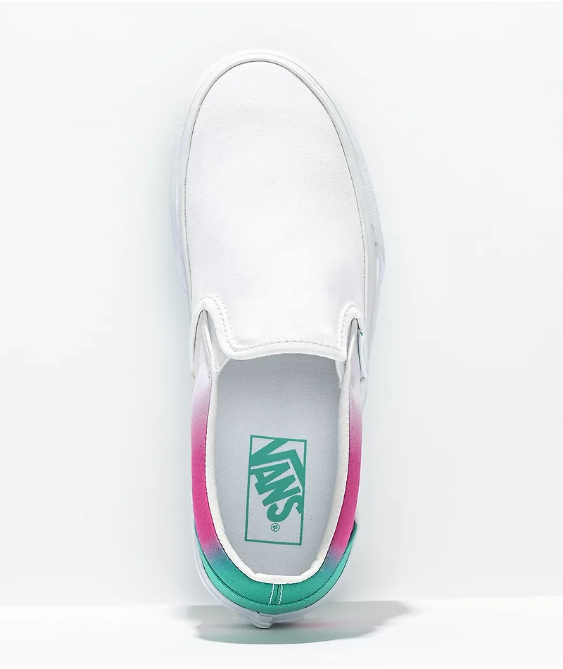 Vans Slip-On Spring Fade White, Pink & Green Platform Shoes