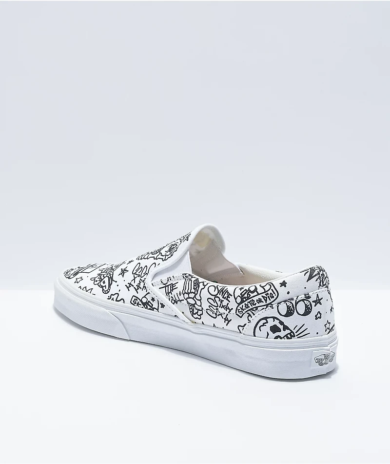 Vans Slip-On U Color Tattoo White Skate Shoes