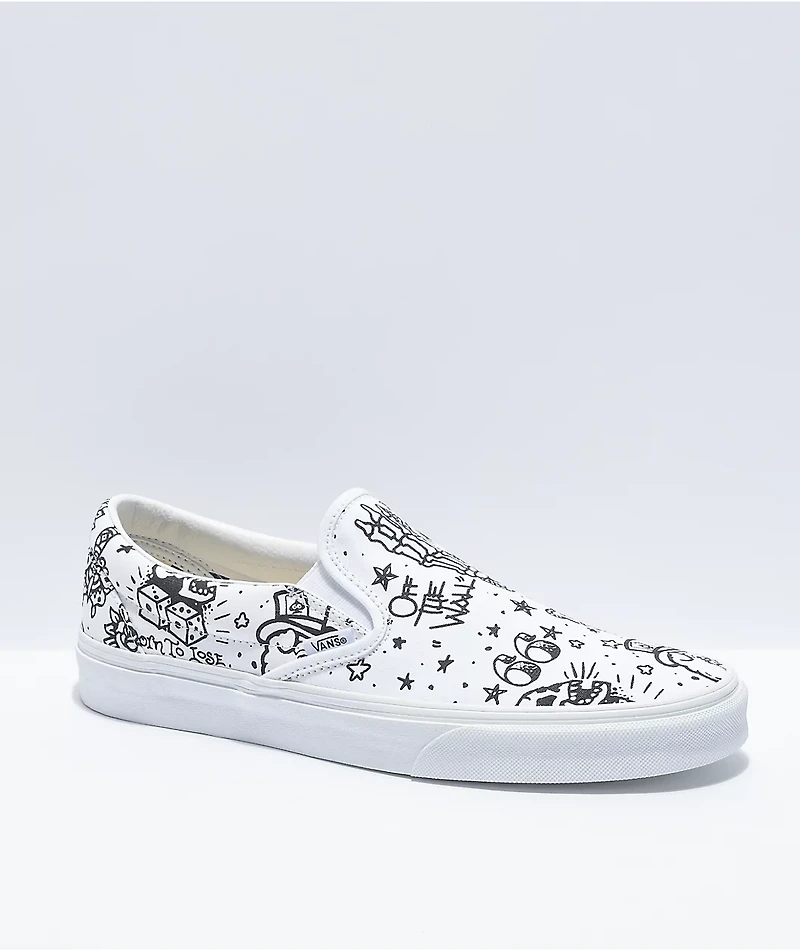 Vans Slip-On U Color Tattoo White Skate Shoes