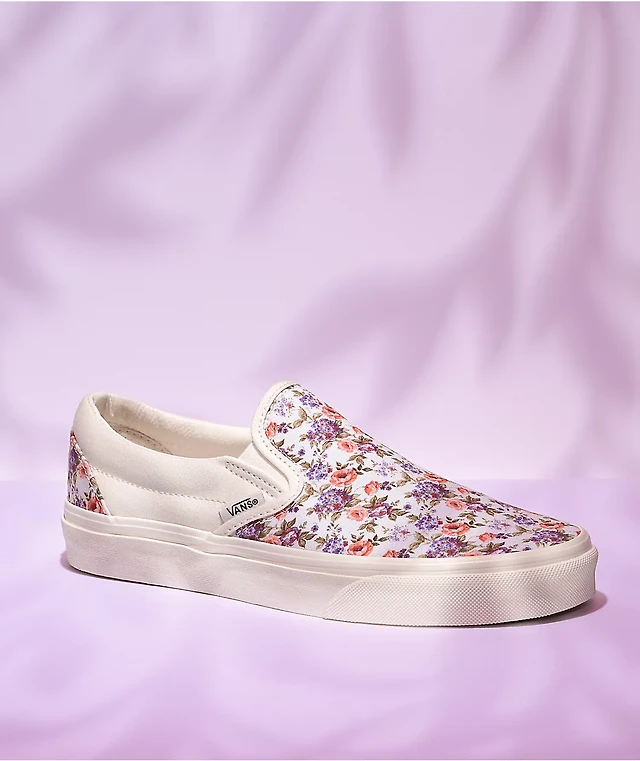 Vans Slip-On Vintage Floral White Skate Shoes at Hamilton Place in