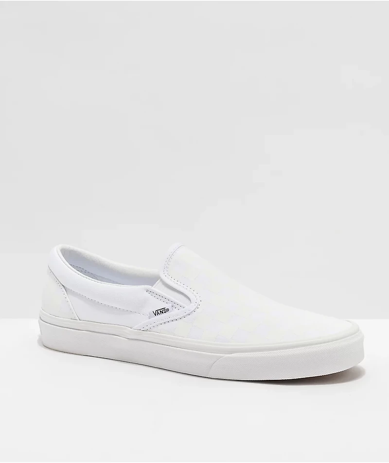 Vans Slip-On White Checkerboard Skate Shoes