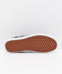 Vans Slip-On Wireframe Skulls Navy & White Skate Shoes