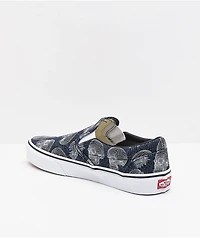 Vans Slip-On Wireframe Skulls Navy & White Skate Shoes