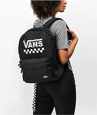 Vans Sporty Realm Black & Floral Checkerboard Backpack
