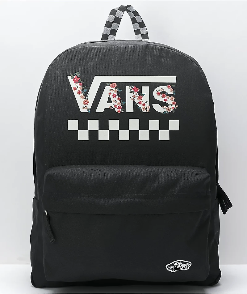 Vans Sporty Realm Black & Floral Checkerboard Backpack