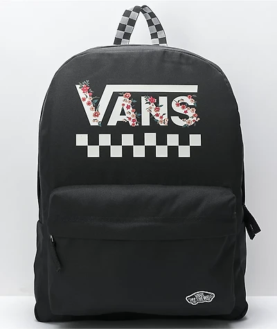 Vans Sporty Realm Black & Floral Checkerboard Backpack