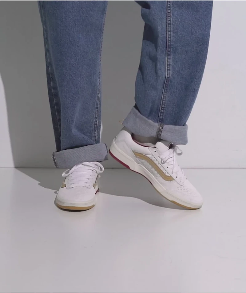 Vans Zahba Vintage Sport White & Gold Skate Shoes