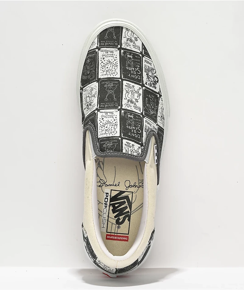 Vans x Daniel Johnston Skate Slip-On White & Grey Shoes