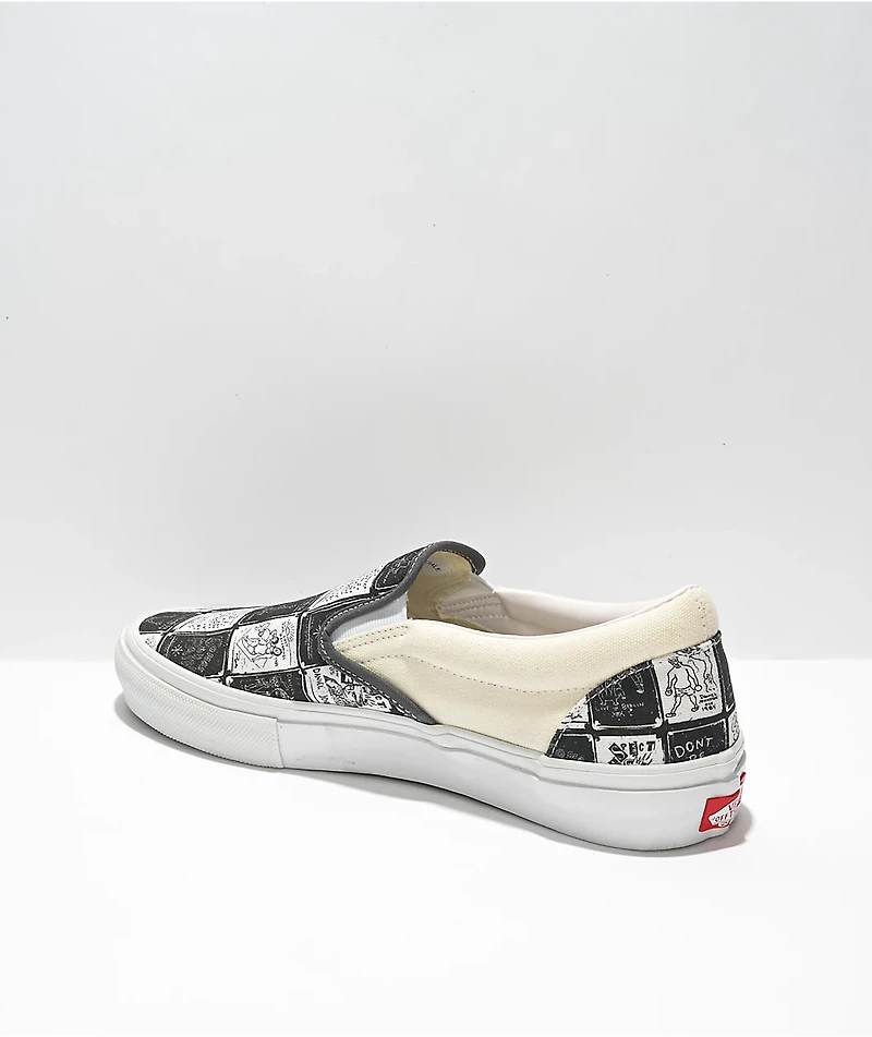Vans x Daniel Johnston Skate Slip-On White & Grey Shoes