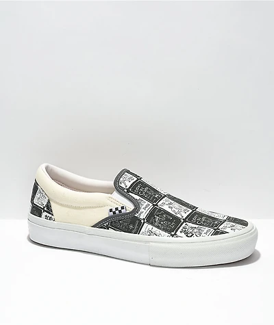 Vans x Daniel Johnston Skate Slip-On White & Grey Shoes