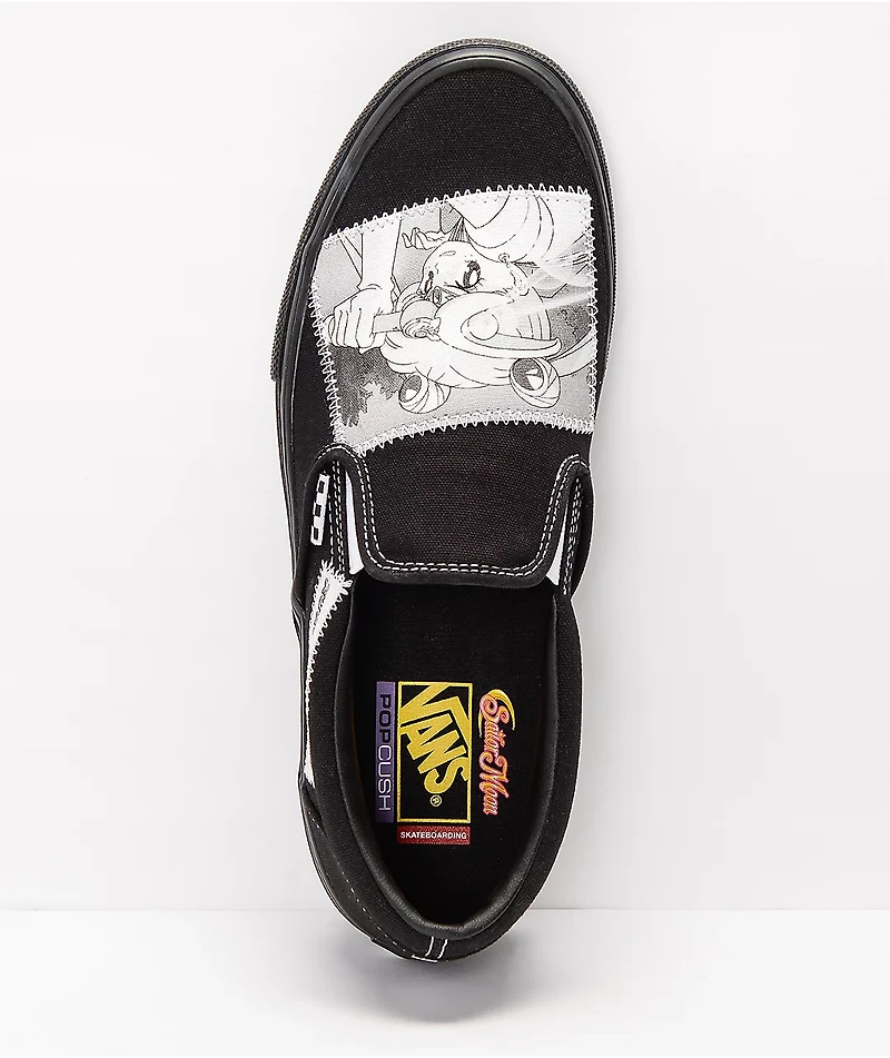 Vans x Sailor Moon Skate Slip-On Black & White Shoes