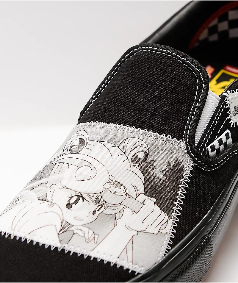 Vans x Sailor Moon Skate Slip-On Black & White Shoes