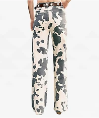 Vibrant Cow Print High Rise Wide Leg Jeans