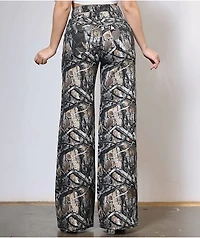 Vibrant Dark Wood Camo High Rise Wide Leg Jeans