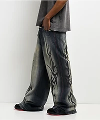 Vitriol Abyss Grime Dark Blue Wash Baggy Jeans