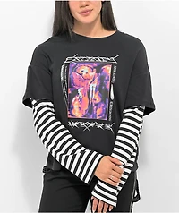 Vitriol Akeelah Black & White Layered Long Sleeve T-Shirt