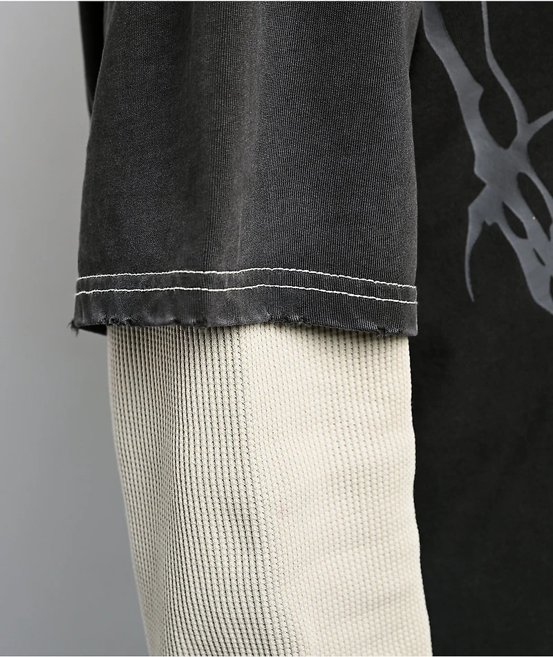 Vitriol Alien White & Black Wash 2fer Long Sleeve T-Shirt