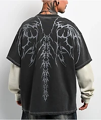 Vitriol Alien White & Black Wash 2fer Long Sleeve T-Shirt