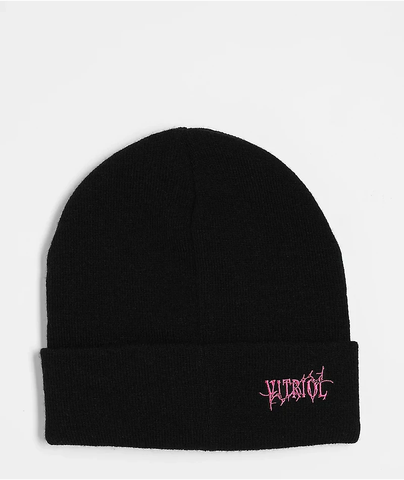 Vitriol Angel Dagger Black & Pink Beanie
