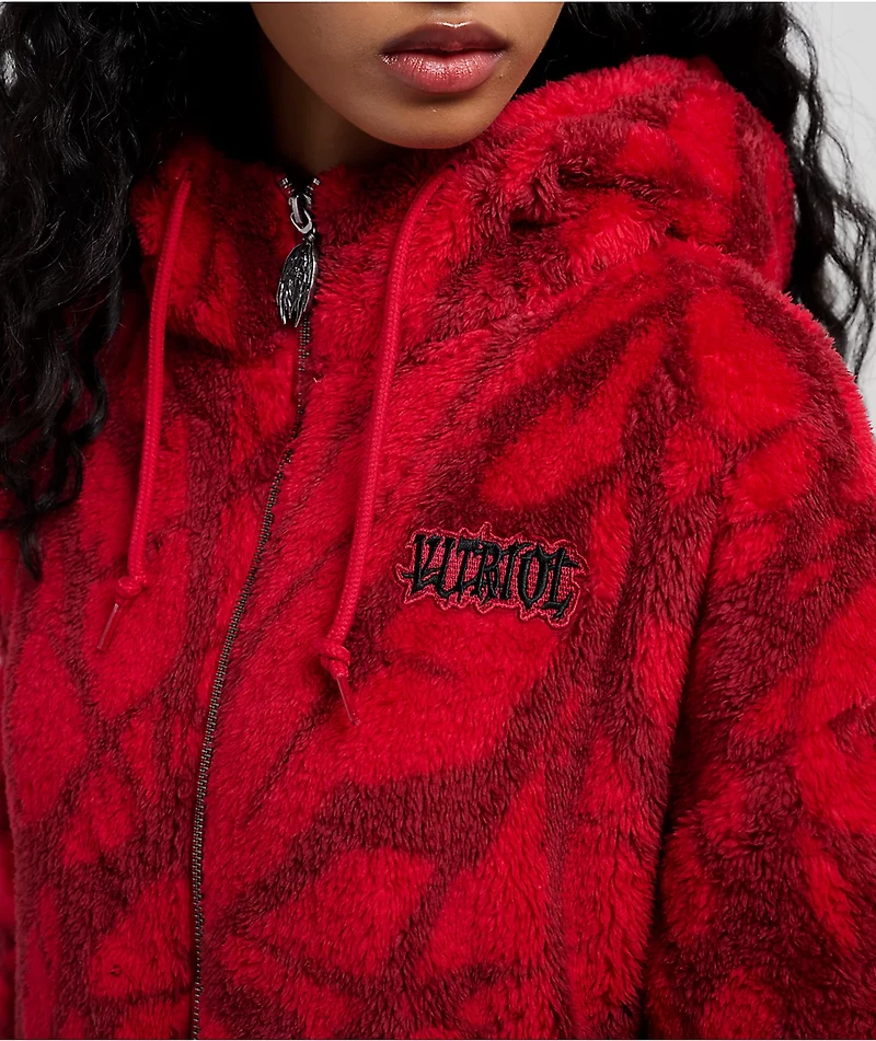 Vitriol Axle Shattered Red Plush Zip Hoodie