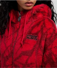 Vitriol Axle Shattered Red Plush Zip Hoodie